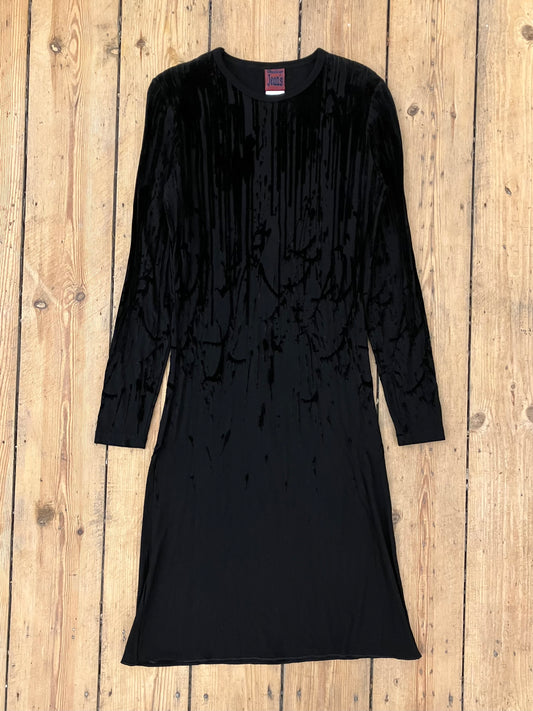 Gaultier A/W 1998 Vampire Blood Velvet Drip Mid Dress