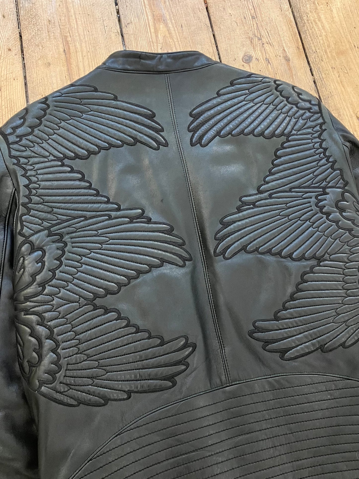 Gaetano Navarra F/W 2014 Angel Wings Lamb Leather Biker Jacket