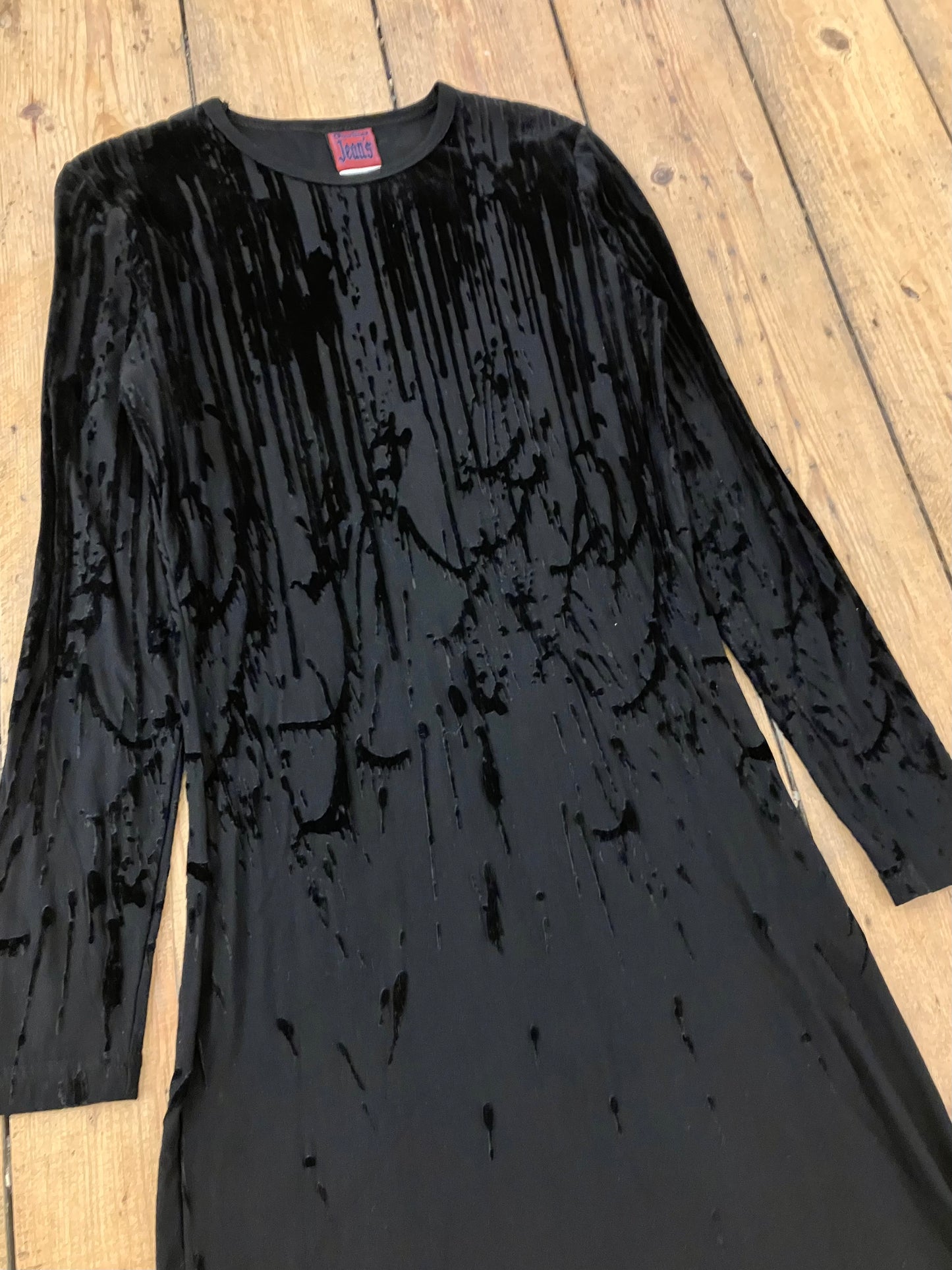 Gaultier A/W 1998 Vampire Blood Velvet Drip Mid Dress