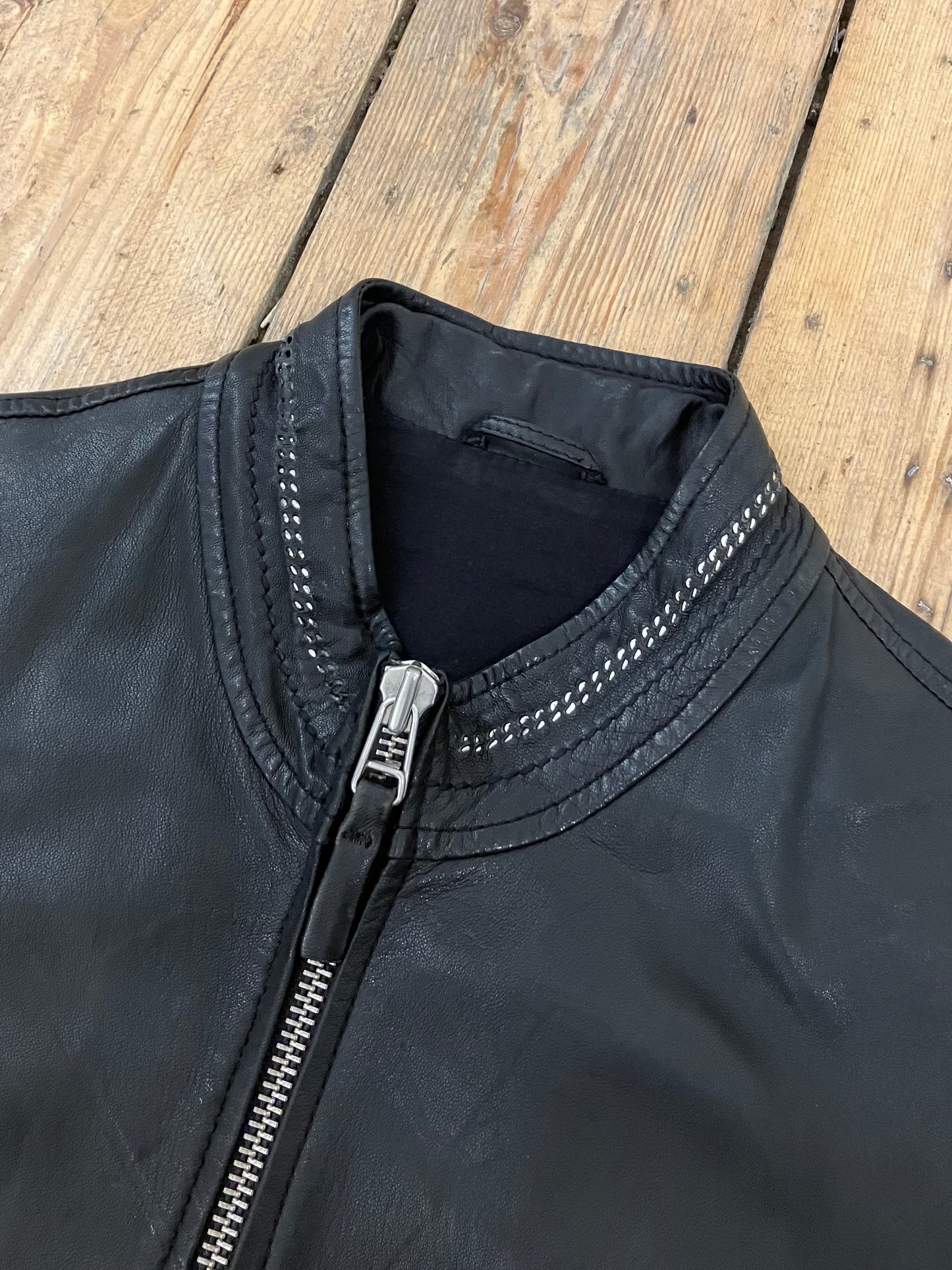 Marithé+François Girbaud Underchains Lamb Leather Jacket