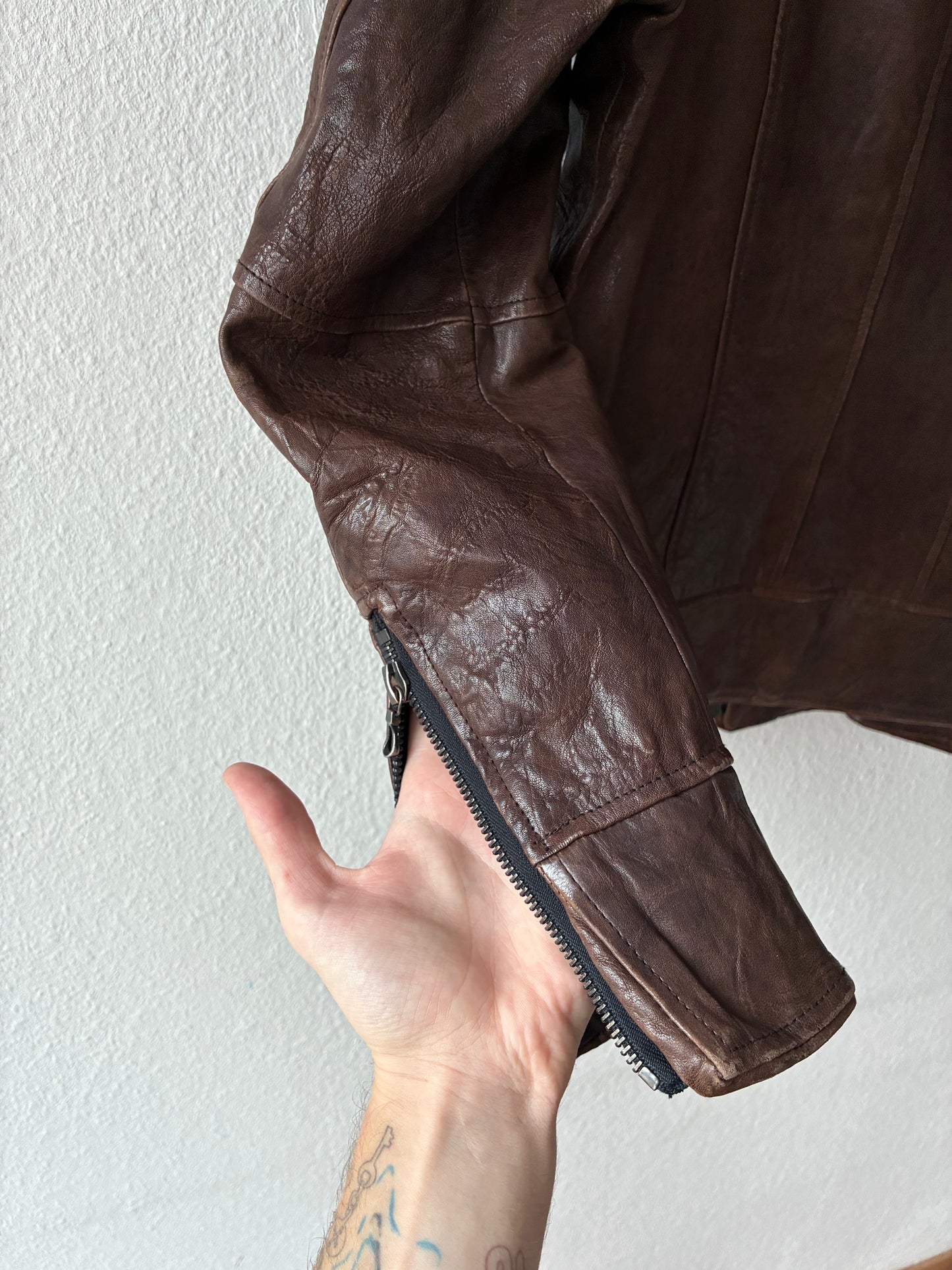 Shellac Fur Collar Leather Jacket
