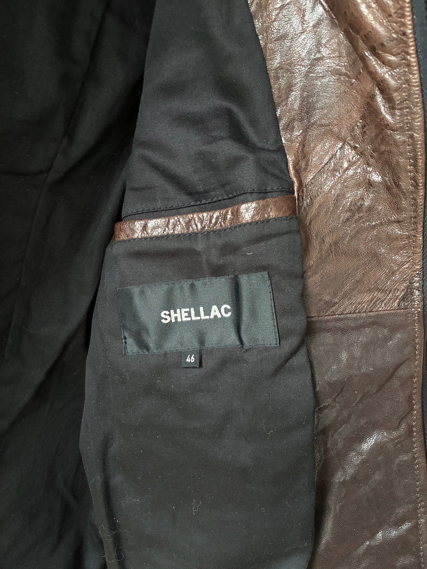 Shellac Fur Collar Leather Jacket