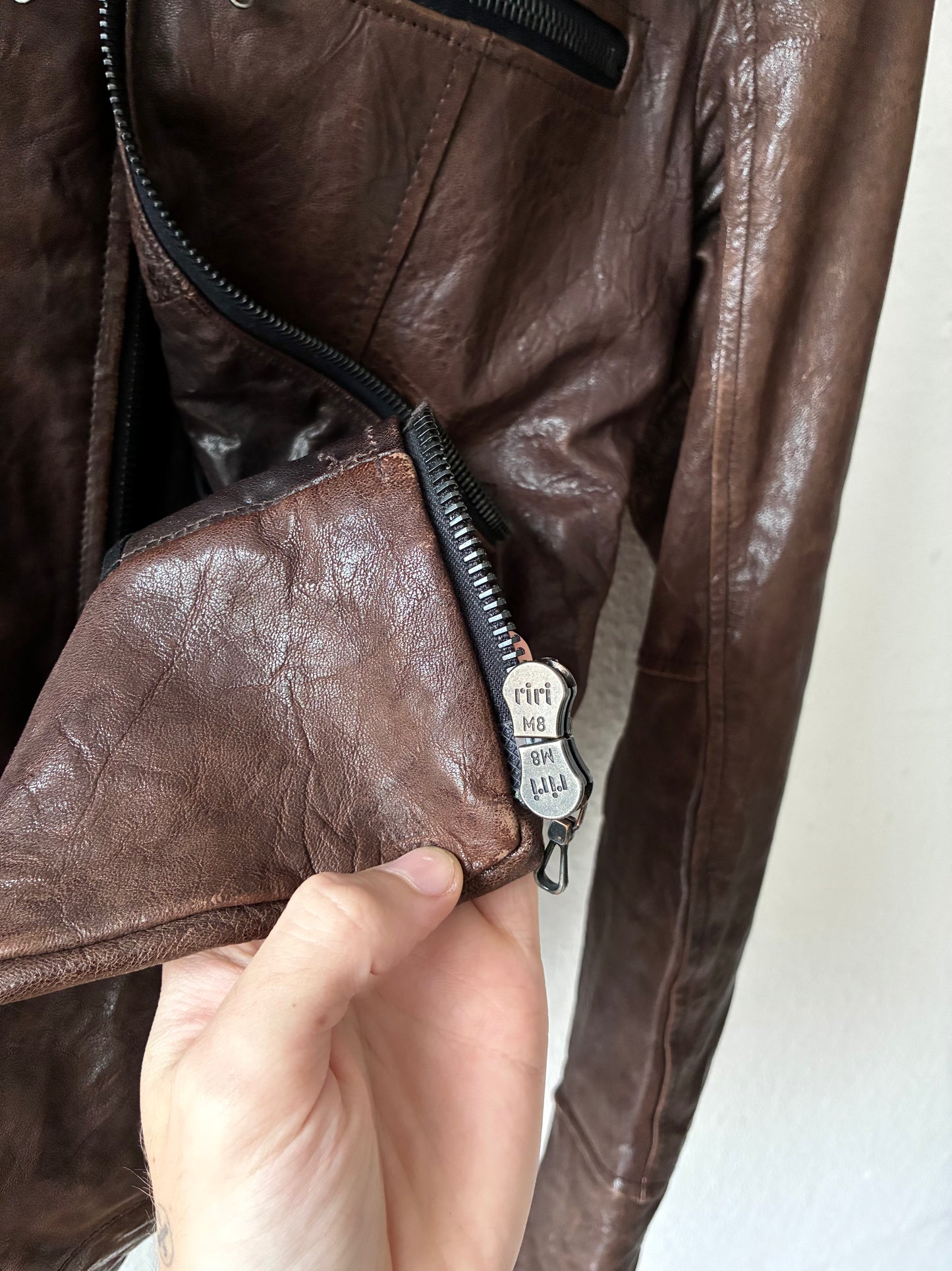 Shellac Fur Collar Leather Jacket