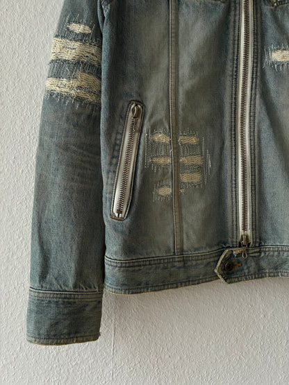 Shellac Distressed and Repaired Denim Jacket