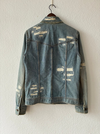 Shellac Distressed and Repaired Denim Jacket