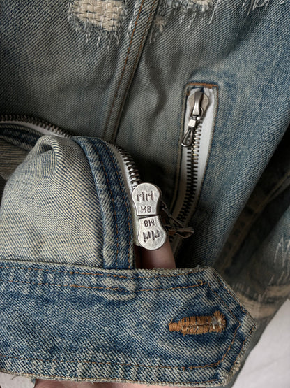 Shellac Distressed and Repaired Denim Jacket