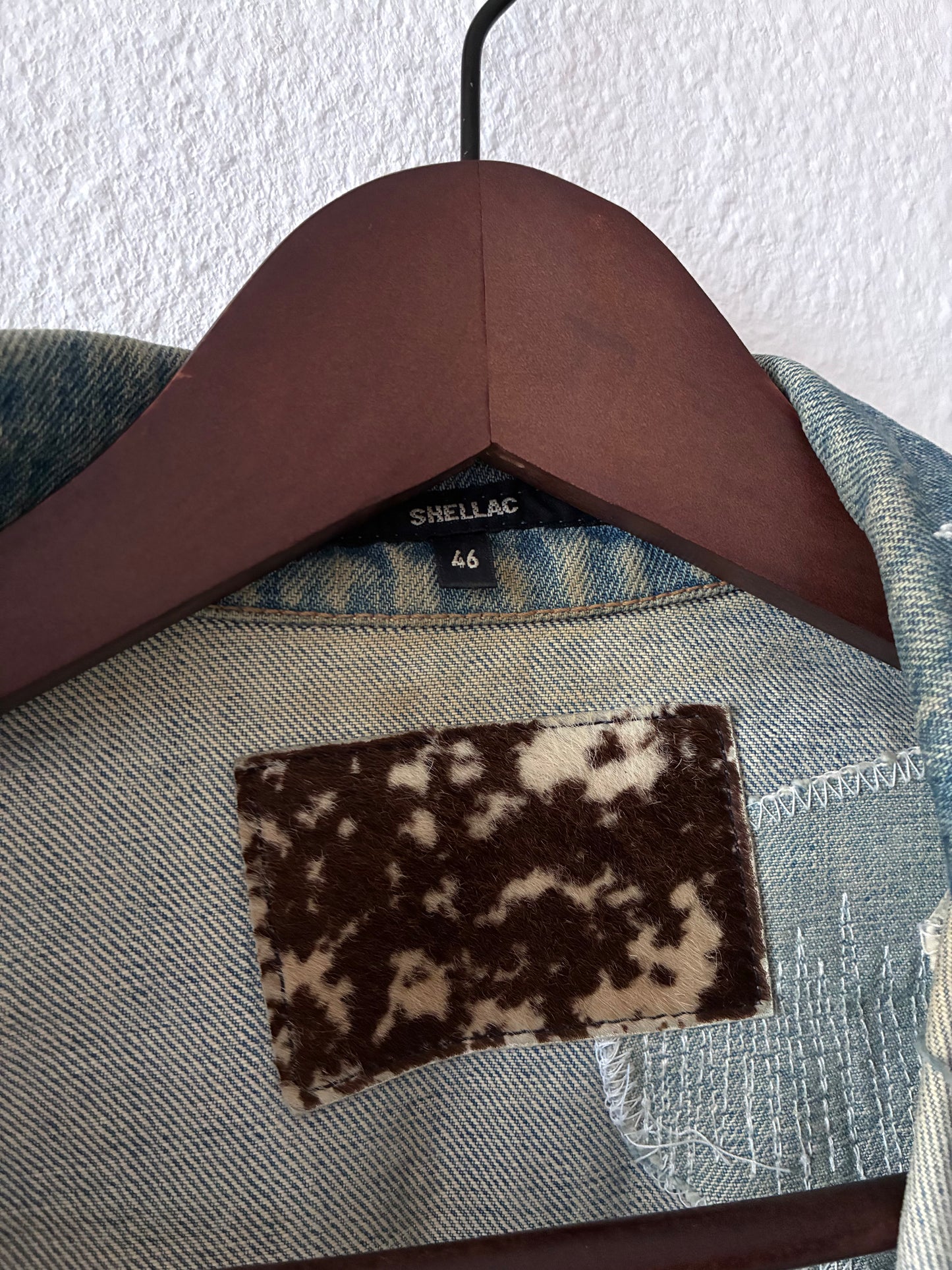 Shellac Distressed and Repaired Denim Jacket