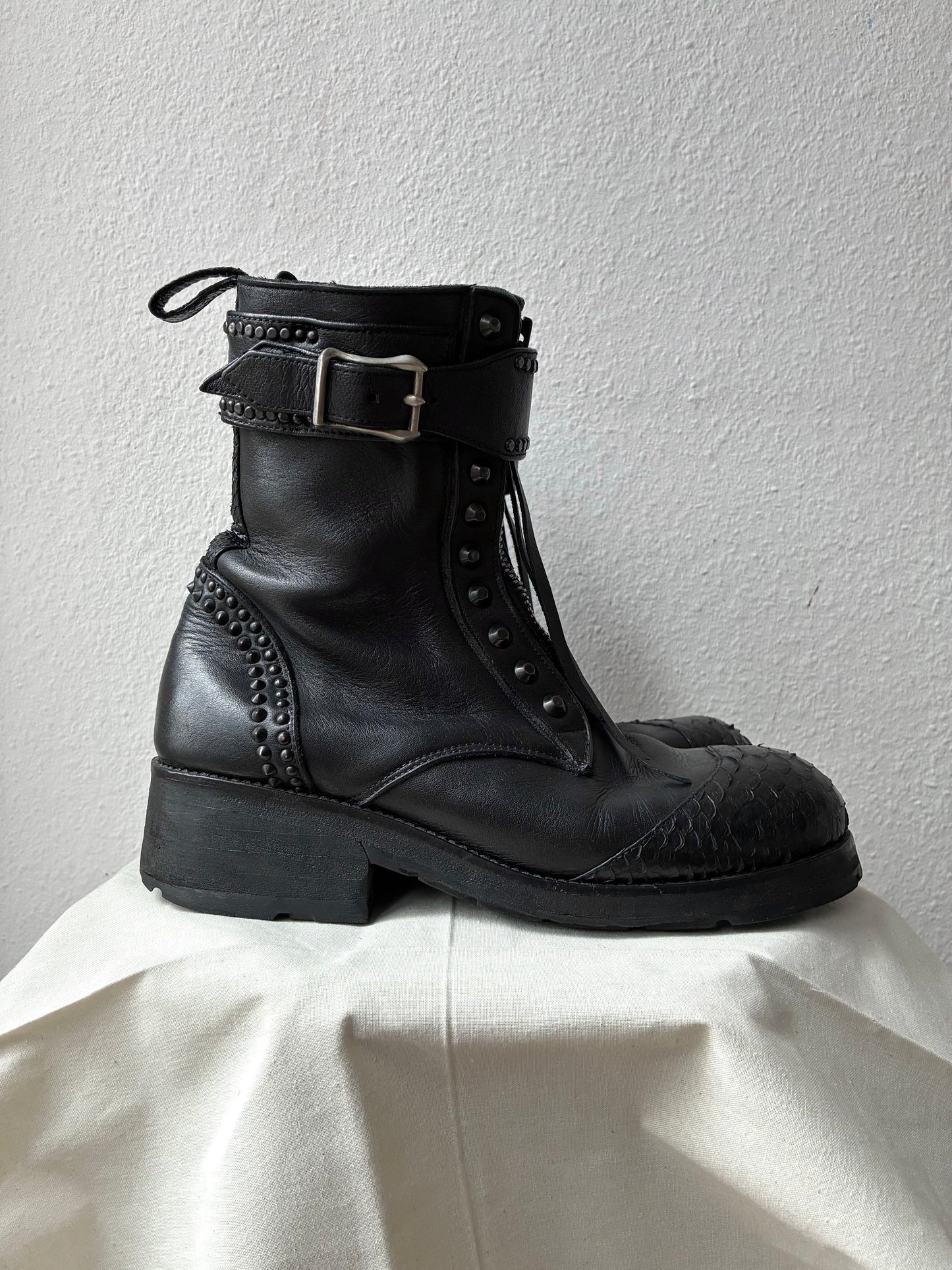 KMRii Front Zip Studded Combat Boots