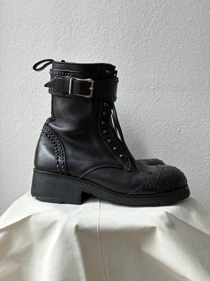 KMRii Front Zip Studded Combat Boots