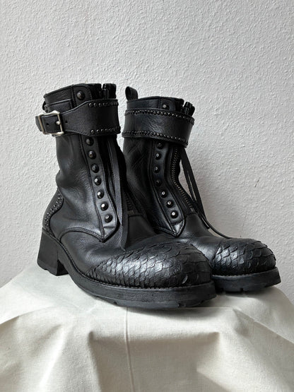 KMRii Front Zip Studded Combat Boots
