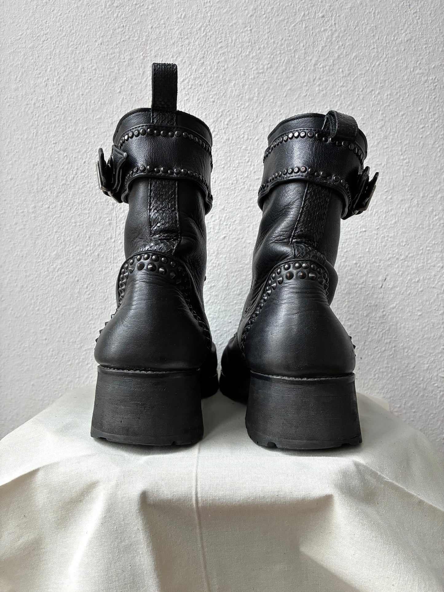 KMRii Front Zip Studded Combat Boots