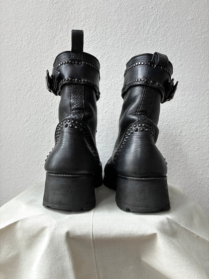 KMRii Front Zip Studded Combat Boots