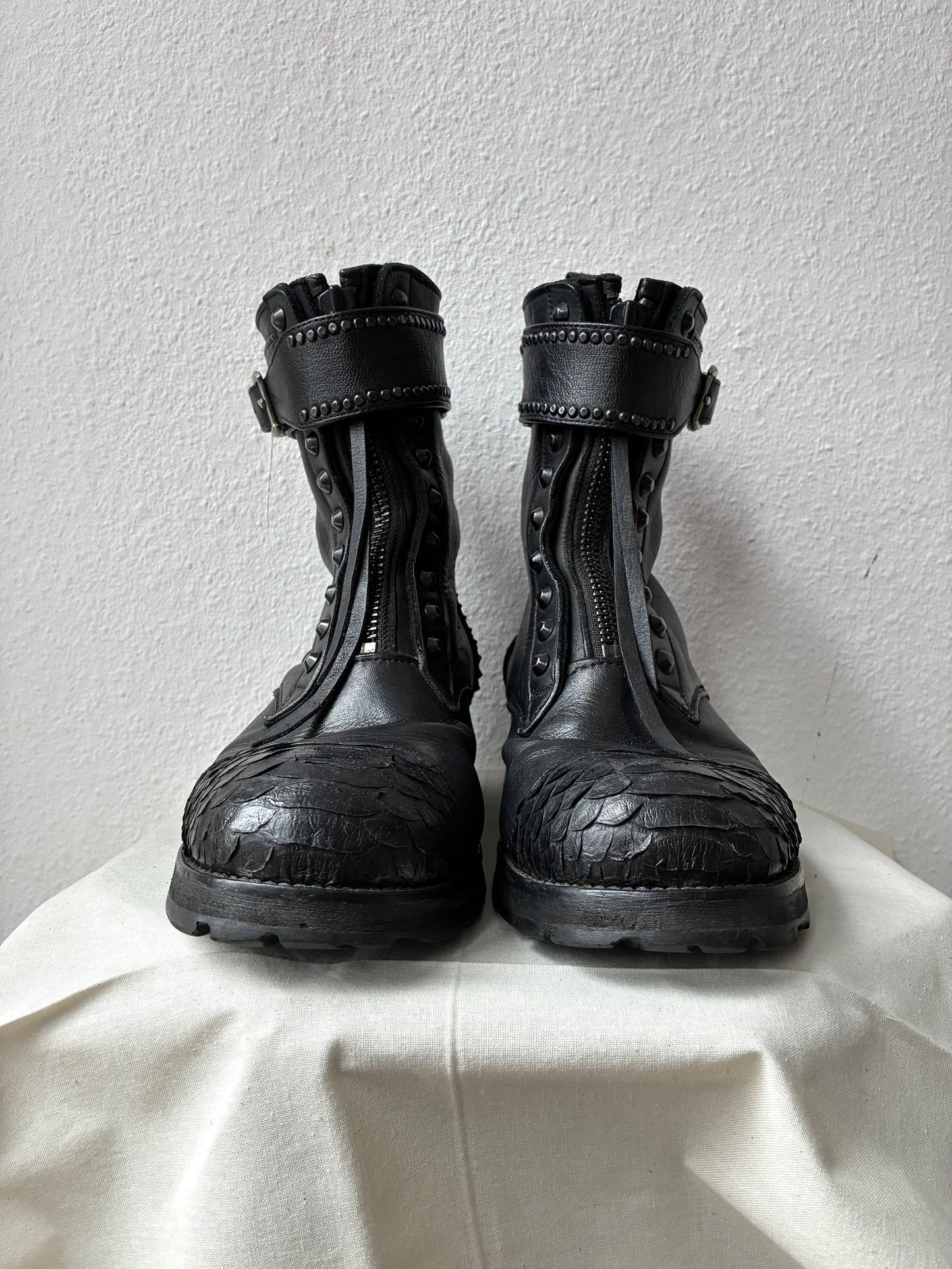 KMRii Front Zip Studded Combat Boots