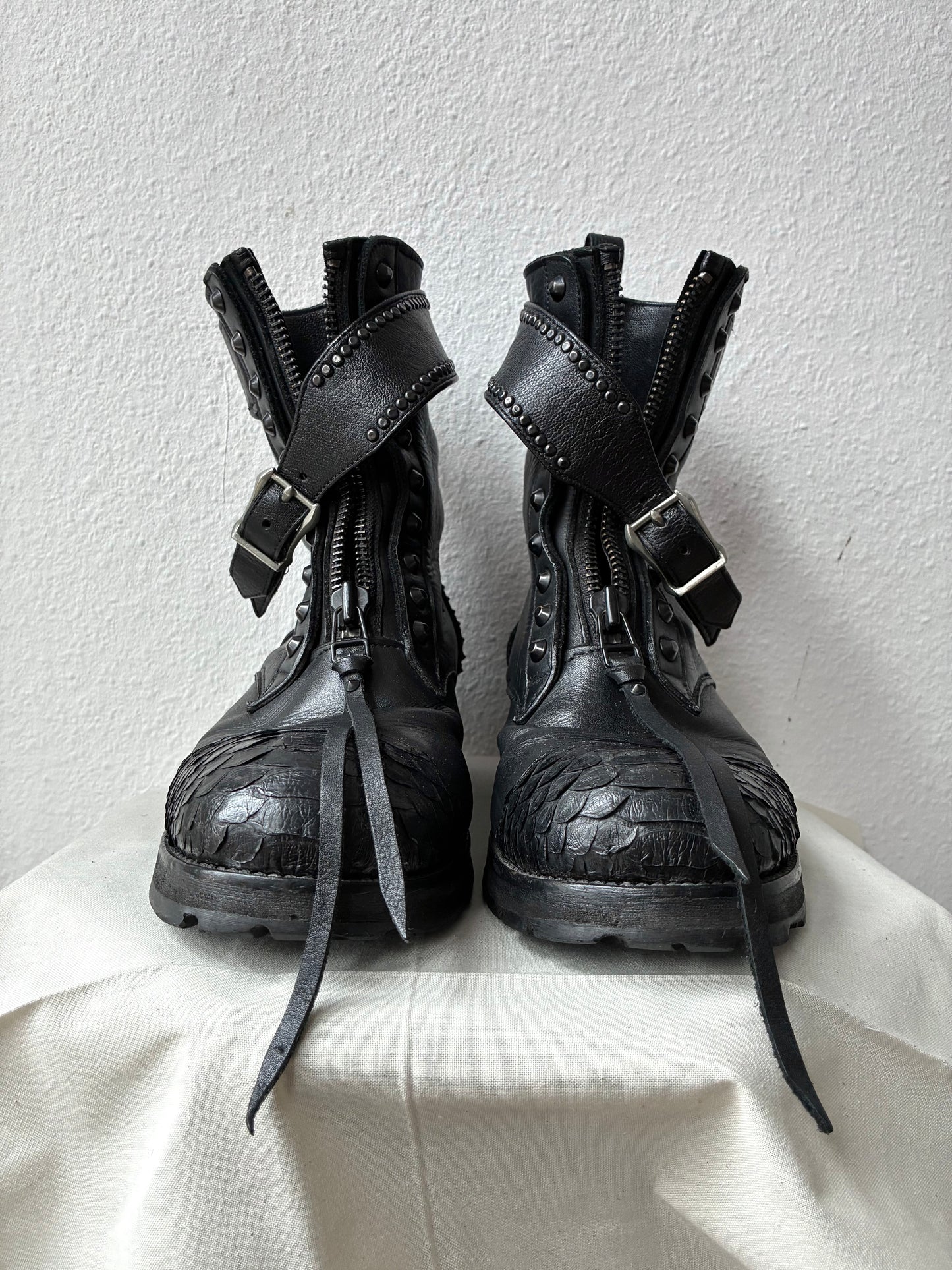 KMRii Front Zip Studded Combat Boots