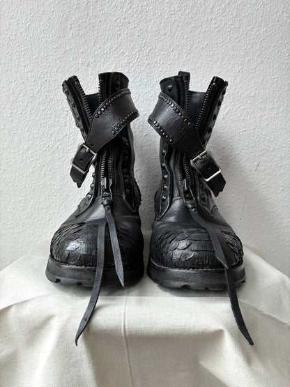 KMRii Front Zip Studded Combat Boots