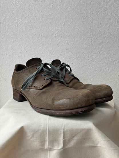 Devoa Reversed Leather Perforated Derby Shoes