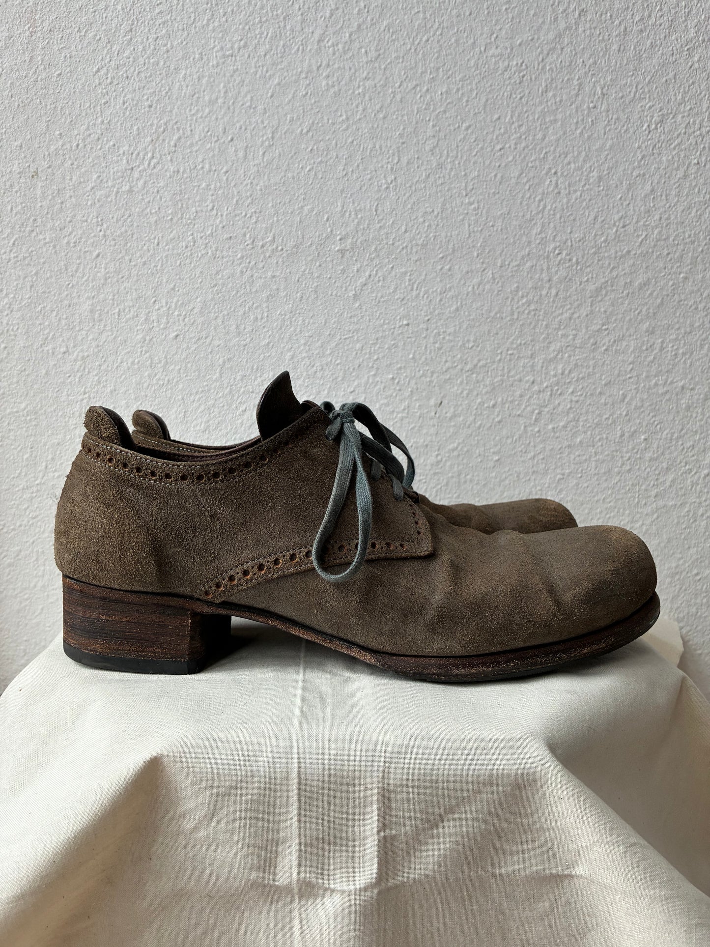 Devoa Reversed Leather Perforated Derby Shoes