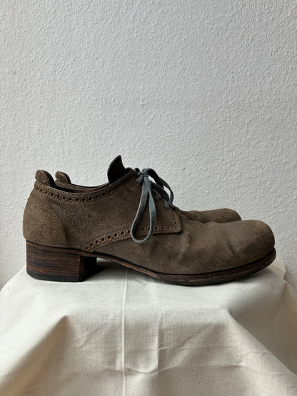Devoa Reversed Leather Perforated Derby Shoes