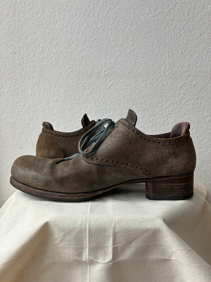 Devoa Reversed Leather Perforated Derby Shoes