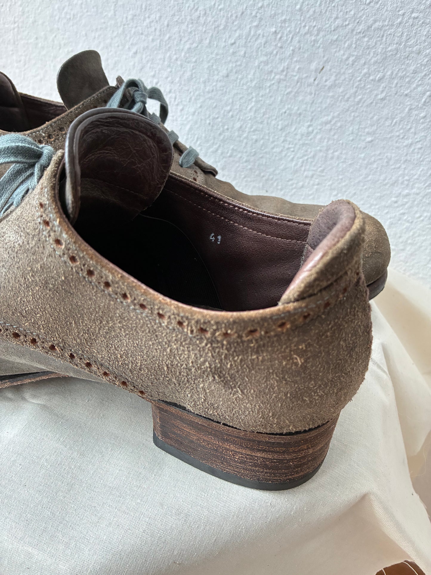 Devoa Reversed Leather Perforated Derby Shoes