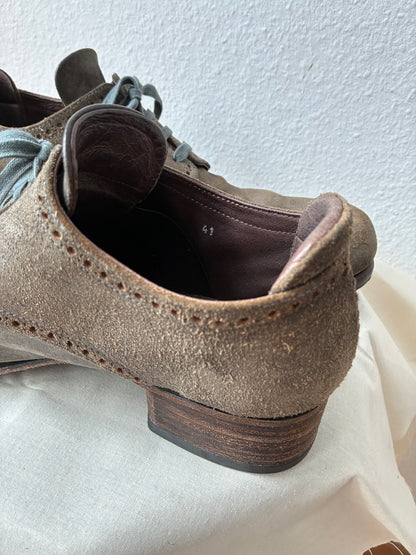 Devoa Reversed Leather Perforated Derby Shoes