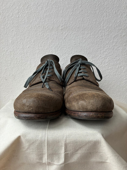 Devoa Reversed Leather Perforated Derby Shoes