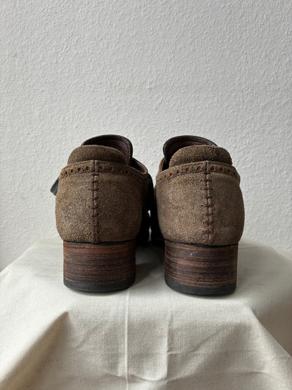 Devoa Reversed Leather Perforated Derby Shoes