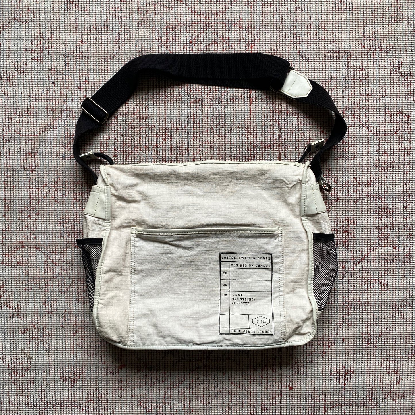 White Painted Effect Messenger Bag